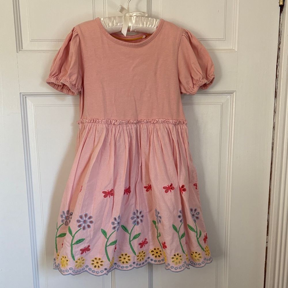 Mini Boden Pink Dress with Floral Embroidery